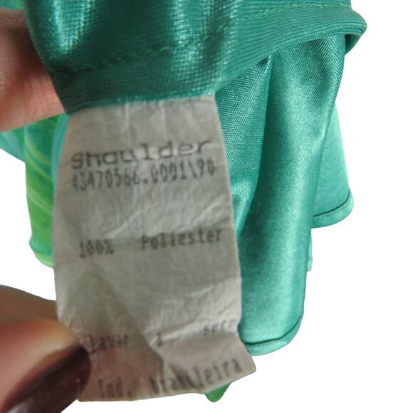 Shoulder Y2k Green & Blue Swirly Dress Babydoll Cami Midi Dress Small Medium - Picture 7 of 7